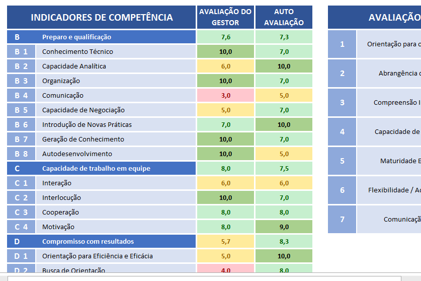 Avaliação de Desempenho de Funcionários. Empreendedor Curioso