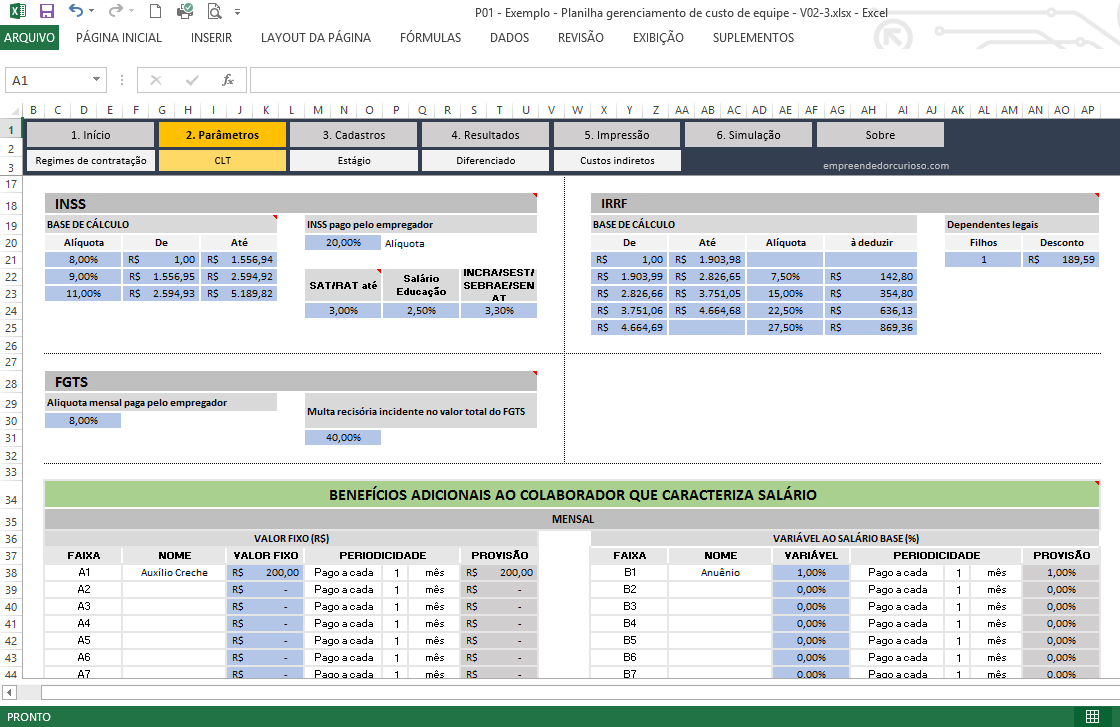 Folhas de cálculo prontas - EXCEL PARA ADMINISTRATIVOS