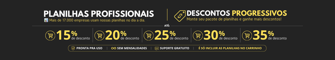Planilhas profissionais em Excel para gestão financeira e controle empresarial, usadas por mais de 17.000 empresas